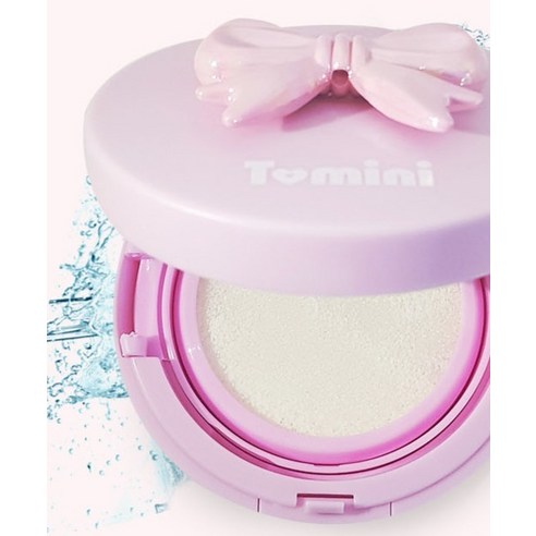 투미니 퓨어 선쿠션 SPF43 PA+++ 리본 연핑크 후기 분석 - 쿠션 오픈 및 퍼프 상세