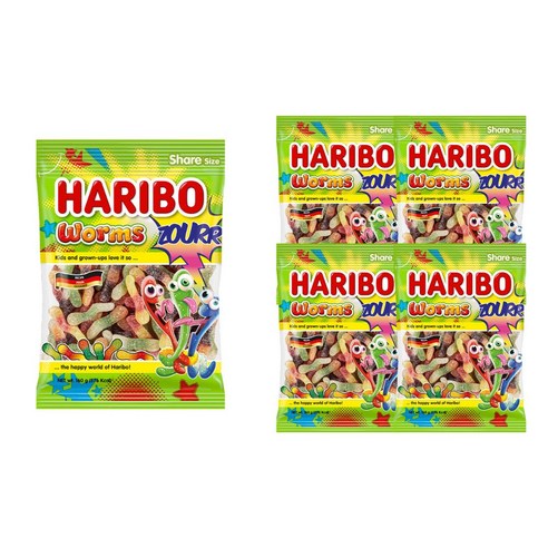 하리보 웜즈 사우어 젤리, 160g, 5개