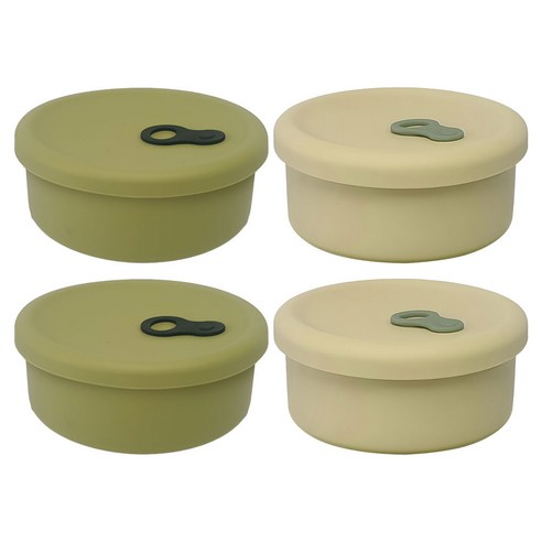 파미레 실리콘 스팀홀 원형 용기 세트, 2세트, 올리브 250ml + 라임 250ml