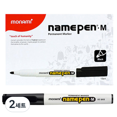 모나미 굵은 글씨용 네임펜 M, 흑색, 24개