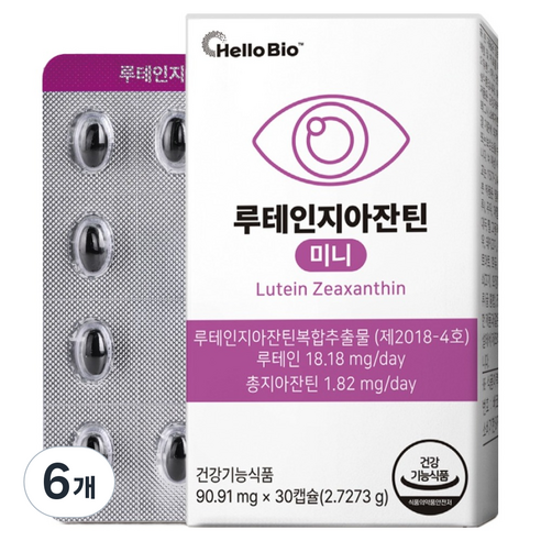 헬로바이오 루테인 지아잔틴 미니 2.7273g, 30정, 6개