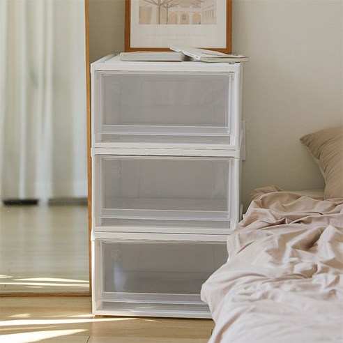 아이리스 시스템 수납박스 슬라이딩 서랍장 BC-500 후기 분석 - 여러 개 적층한 모습