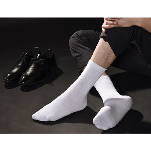 두발로 남성용 프리미엄 무지 중목 양말 후기 분석 - 옆모습