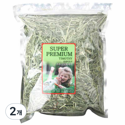 슈퍼 프리미엄 손질 티모시 건초 초식동물 사료, 500g, 2개
