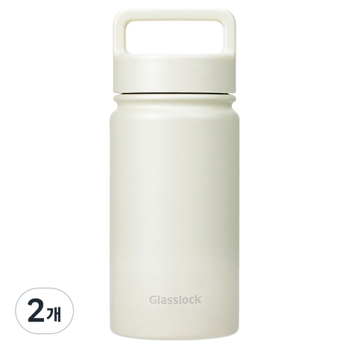 글라스락 스포티 핸들 텀블러, 베이지, 350ml, 2개
