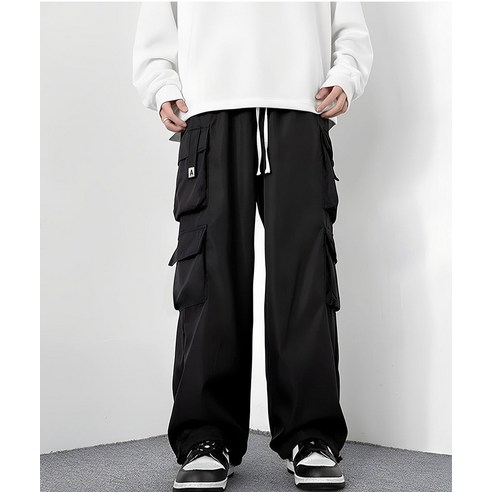 맨인모드 남성용 편한 밴딩 기모 안감 와이드 카고 바지 JY020 후기 분석 - 상세 포켓 디테일