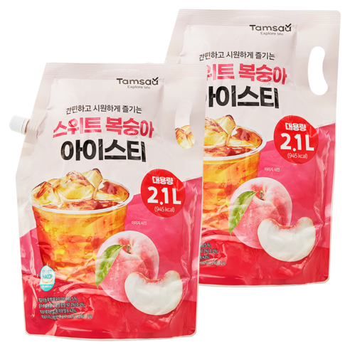 탐사 스위트 복숭아 아이스티, 2.1L, 2개