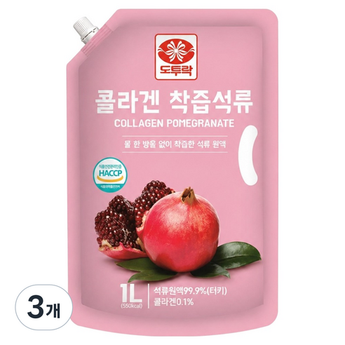 물 한 방울 넣지 않은 콜라겐 착즙 석류 원액, 1L, 3개