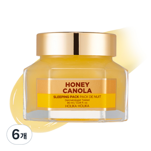 홀리카홀리카 꿀피부 슬리핑팩 카놀라 꿀 리뉴얼, 90ml, 6개