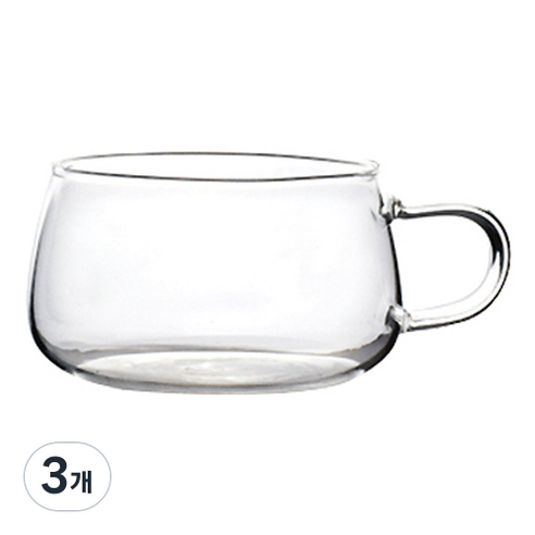 인블룸 내열유리 찻잔 260ml, 3개