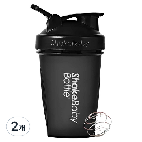 쉐이크베이비 보틀 쉐이커, 블랙, 600ml, 2개