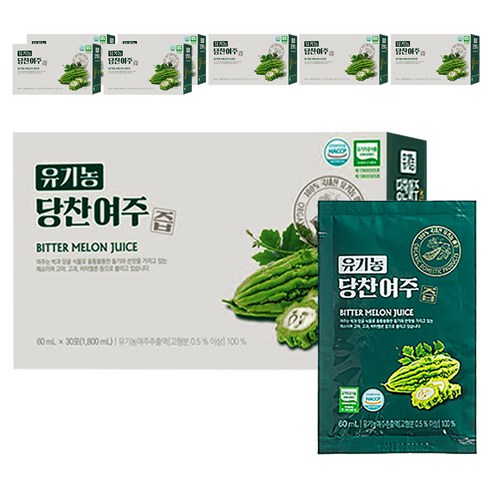 지비엠에스 국내산 유기농 당찬 여주즙, 1.8L, 8개 1.8L × 8개, 개당 용량 × 수량 섬네일