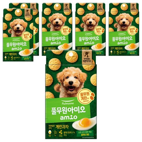 풀무원아미오 강아지 자연담은 건조간식, 계란맛, 50g, 6개