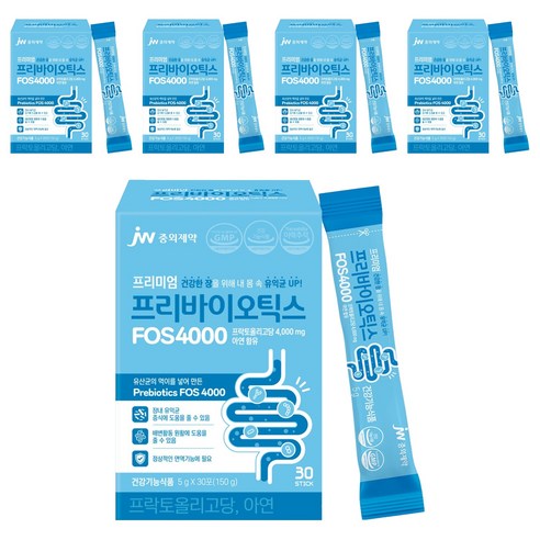 JW중외제약 프리미엄 프리바이오틱스 FOS 4000, 150g, 5개