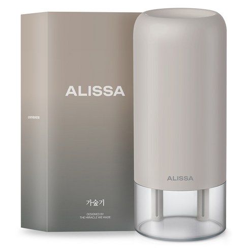 알리사 미니 초음파 사무용 무선 탁상용 충전식 가습기 700ml + 필터 4p 세트, AH1, 핑키시 그레이