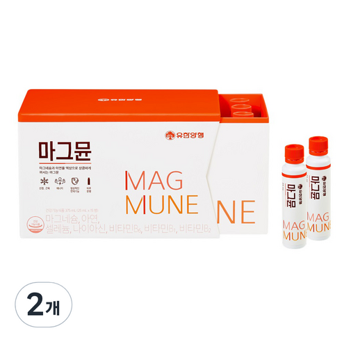 유한양행 마그뮨 마시는 마그네슘 종합 영양제 15p, 375ml, 2개