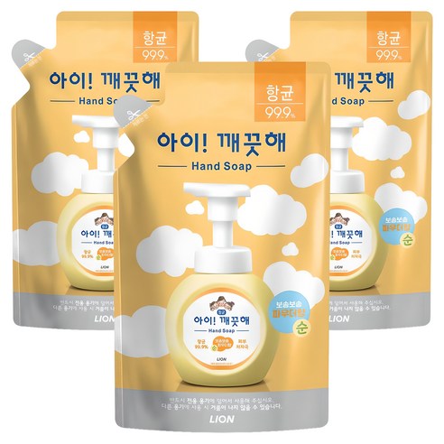아이깨끗해 향균 폼 핸드솝 순 파우더향 리필용, 200ml, 3개