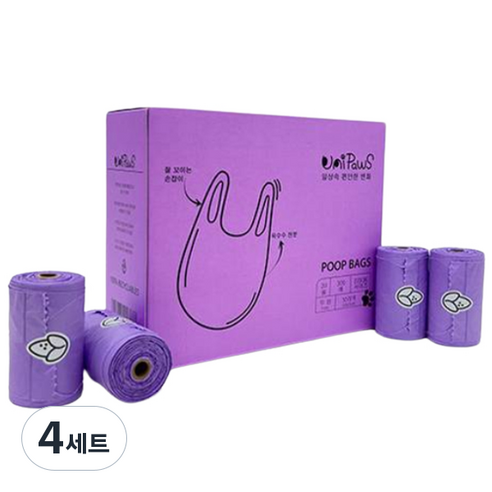 유니포스 손잡이 배변봉투 리필용, 랜덤 발송, 300개입, 4세트