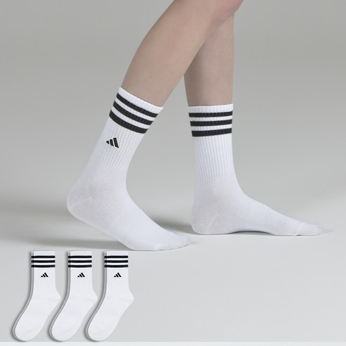 아디다스 삼선 장목 자수 스포츠양말 후기 분석 - 실착 시 자연스러운 기장감