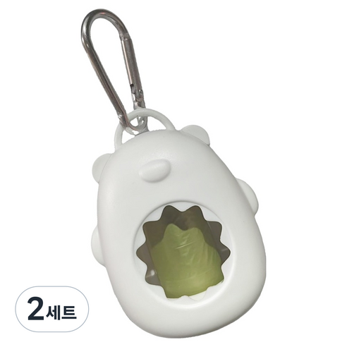 둥둥펫 강아지 곰탱이 풉백 케이스 + 배변봉투 15p 세트, 화이트, 2세트