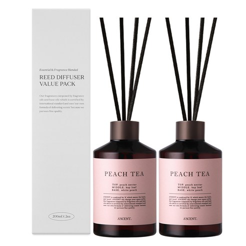 에이센트 퍼퓸드 디퓨저, 피치티, 200ml, 2개