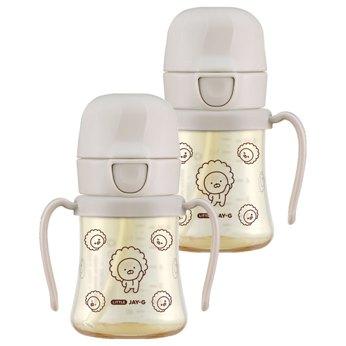 그로미미 리틀 카카오프렌즈 PPSU 빨대컵, 200ml, 2개, 얼그레이