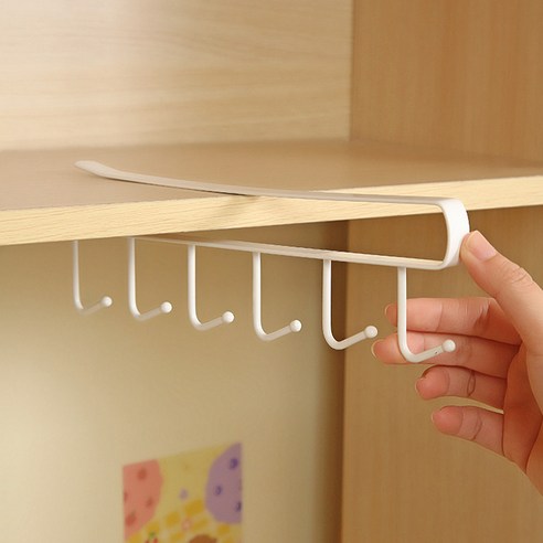 깨비다 무타공 클립형 조리도구걸이, 화이트, 1개