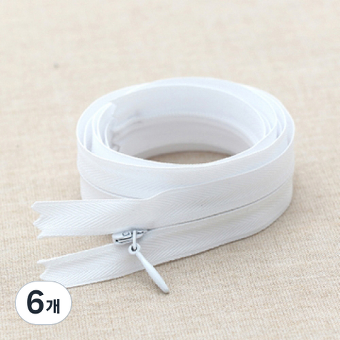 해피베어스 콘실 숨은지퍼 100cm, 화이트, 6개