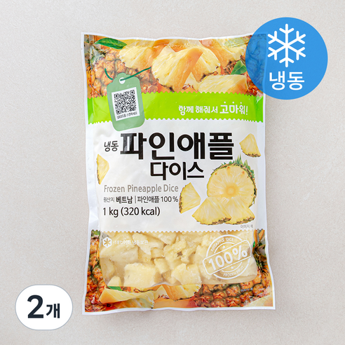 파인애플 다이스 (냉동), 1kg, 2개