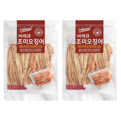 해맑은푸드 바베큐 조미오징어, 300g, 2개