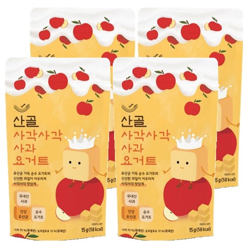 에코맘의산골이유식 산골 사각사각요거트 사과, 15g, 4개