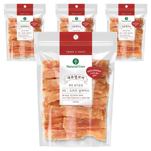 네츄럴코어 강아지 소프트 슬라이스 건조 간식, 닭가슴살, 180g, 4개