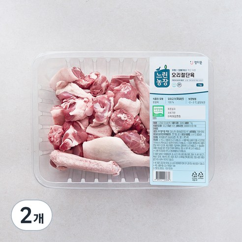 느린농장 무항생제 인증 정다운 오리 절단육 (냉장), 2개, 1kg