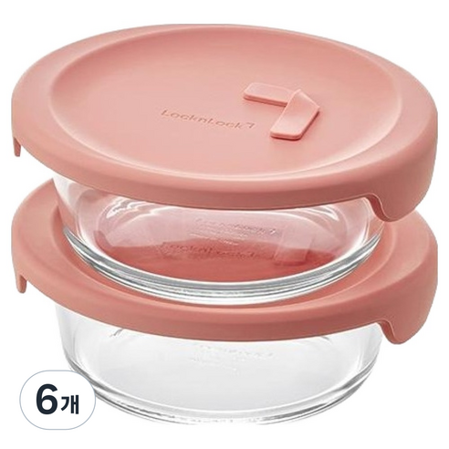 락앤락 바로한끼 내열유리 국용기 라이트핑크, 6개, 600ml