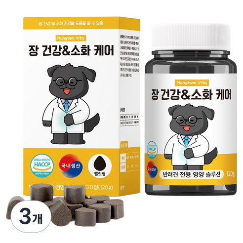 멍템 강아지 장 건강 소화 케어 영양제, 120정, 장건강/유산균, 3개