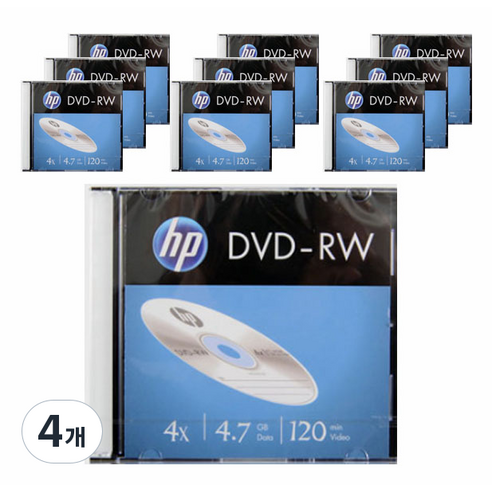 HP 4.7GB 4x 슬림 케이스 공디스크 DVD-RW 10p, 4개