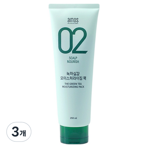 아모스프로페셔널 녹차실감 모이스처라이징 팩, 250ml, 3개