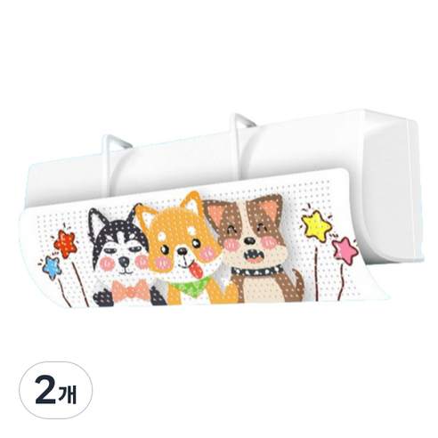 오꼬비 각도조절 에어컨 바람막이 윈드바이저, 2개, 강아지