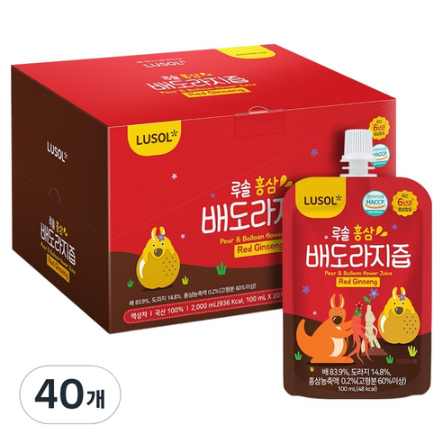 루솔 홍삼배도라지즙, 100ml, 40개