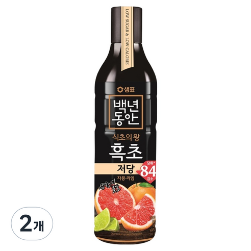 백년동안 저당 자몽라임 흑초, 900ml, 2개
