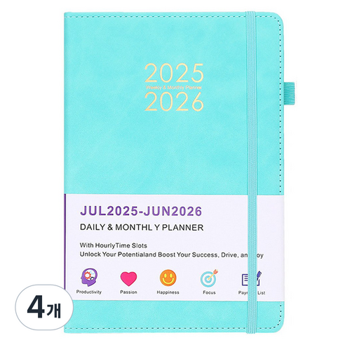 투데이리빙 2026 A5 프리미엄 2025 7월 시작 다이어리 CD_OST_AL113K, 민트, 4개