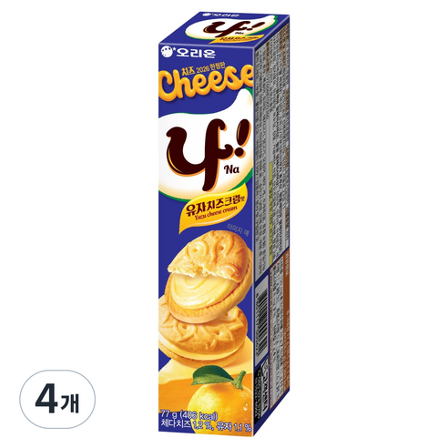 오리온 나샌드 유자치즈크림 2p, 77g, 4개