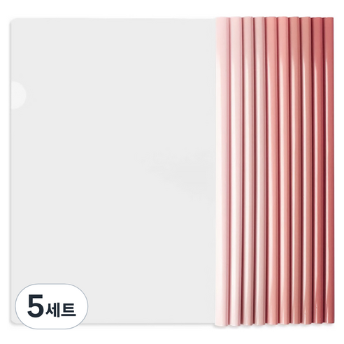 모던앳 그라데이션 투명 쫄대 파일 A4 10종 세트, 핑크, 5세트