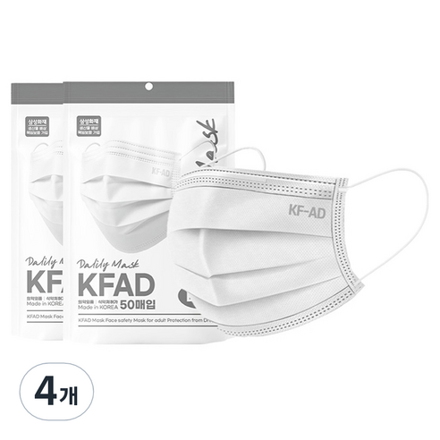 가드데이 비말차단 덴탈 일회용 마스크 대형 KF-AD, 50개입, 4개, 흰색