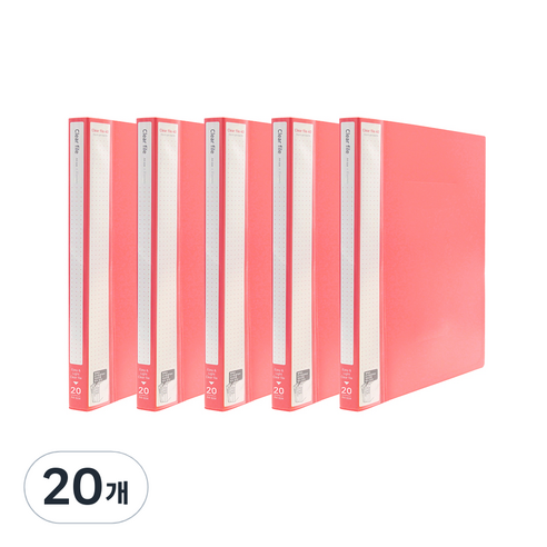 인디 클리어파일 A4 20매, Pink, 20개