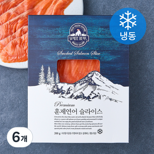 화이트베어 프리미엄 훈제 연어 슬라이스 (냉동), 6개, 200g