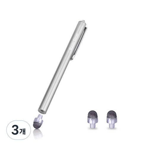 베이직기어 마이크로 터치펜, 실버, 3개
