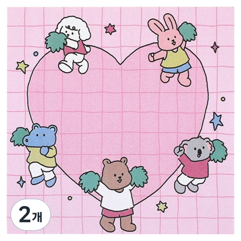 마이 버디 스티키 메모패드, 01 Pink, 50매, 2개