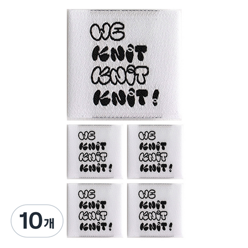 yarna We knit 정사각 페브릭 라벨, 화이트, 10개