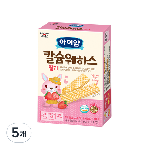 일동후디스 유아용 아이얌 칼슘 웨하스 6p, 딸기, 36g, 5개